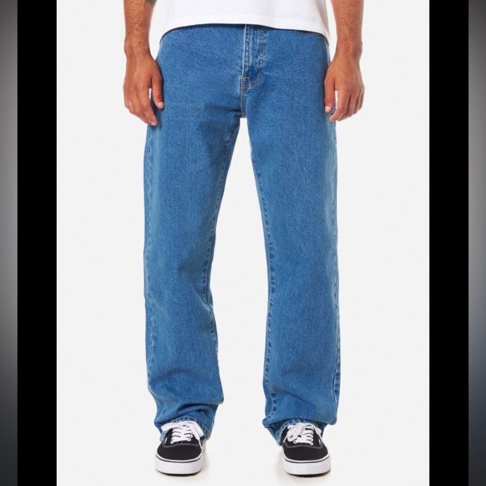 Men’s George regular medium wash jeans 38x 29 straight leg retro 100% cotton